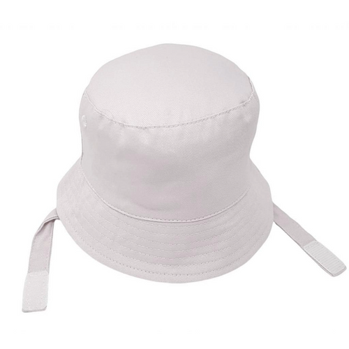 White Bucket Hat with Chin Strap
